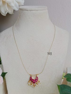 Gold Plated Jadau Pendant Chain