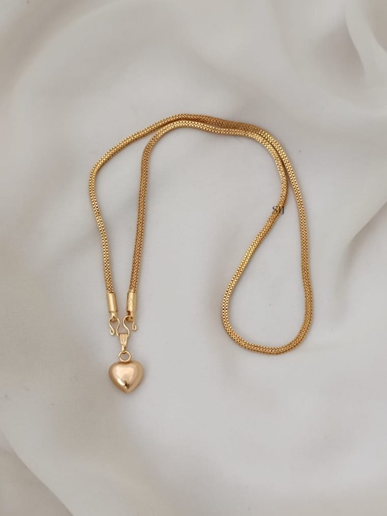 Gold Plated Chain with Heart Design Pendant