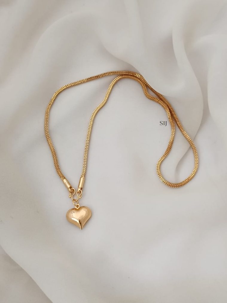 One Gram Gold Chain with Hallow Heart Design Pendant