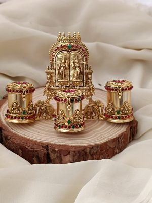 Gold Plated Radha Krishna Kumkum Box