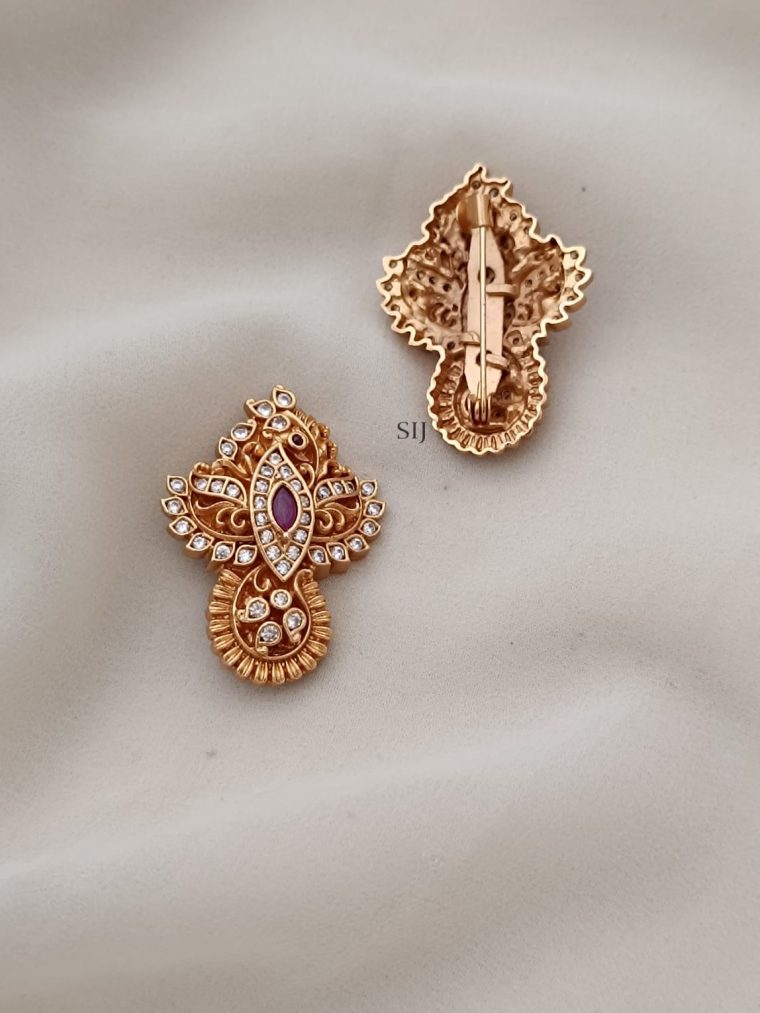 Imitation Kemp and AD Stones Saree Pin