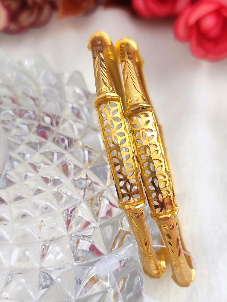 Gold Plated Flower Design Bangles