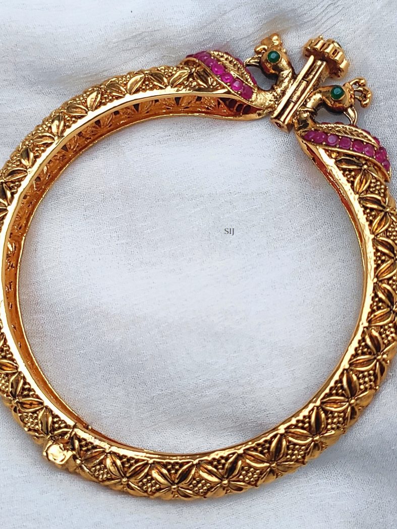 Antique Dual Peacock Kada Bangle