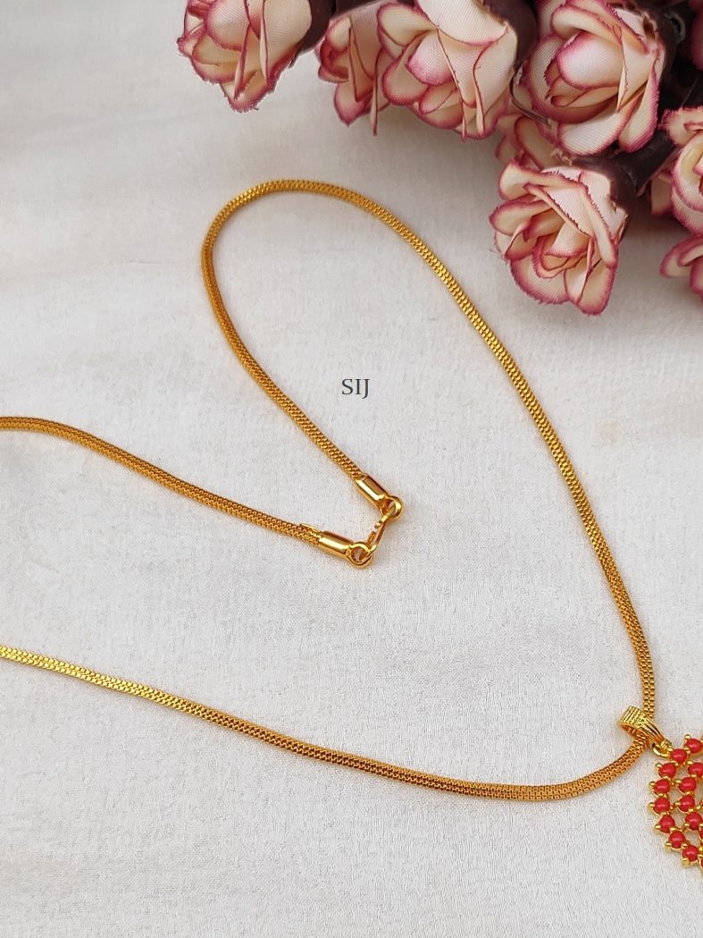 Imitation Orange Pearl Round Design Flower Pendant Chain