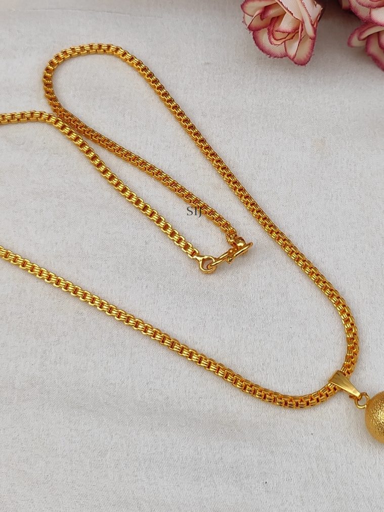 Gold Finish Chain with Gold Ball Locket