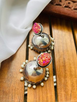 Silver Jhumkas with Oval Tops