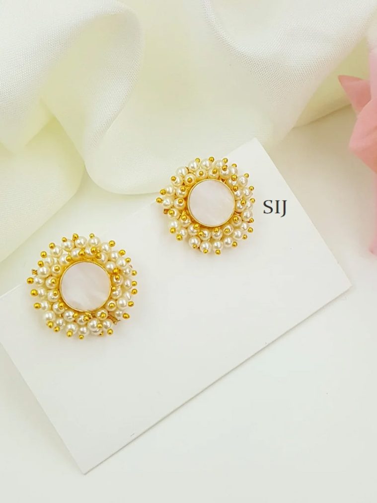 Round Shaped Cluster Pearl Ear Studs