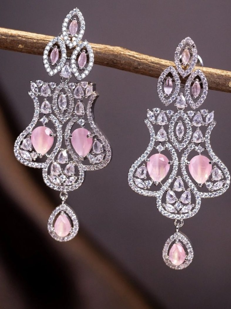 Pastel Pink and AD Stones Earrings