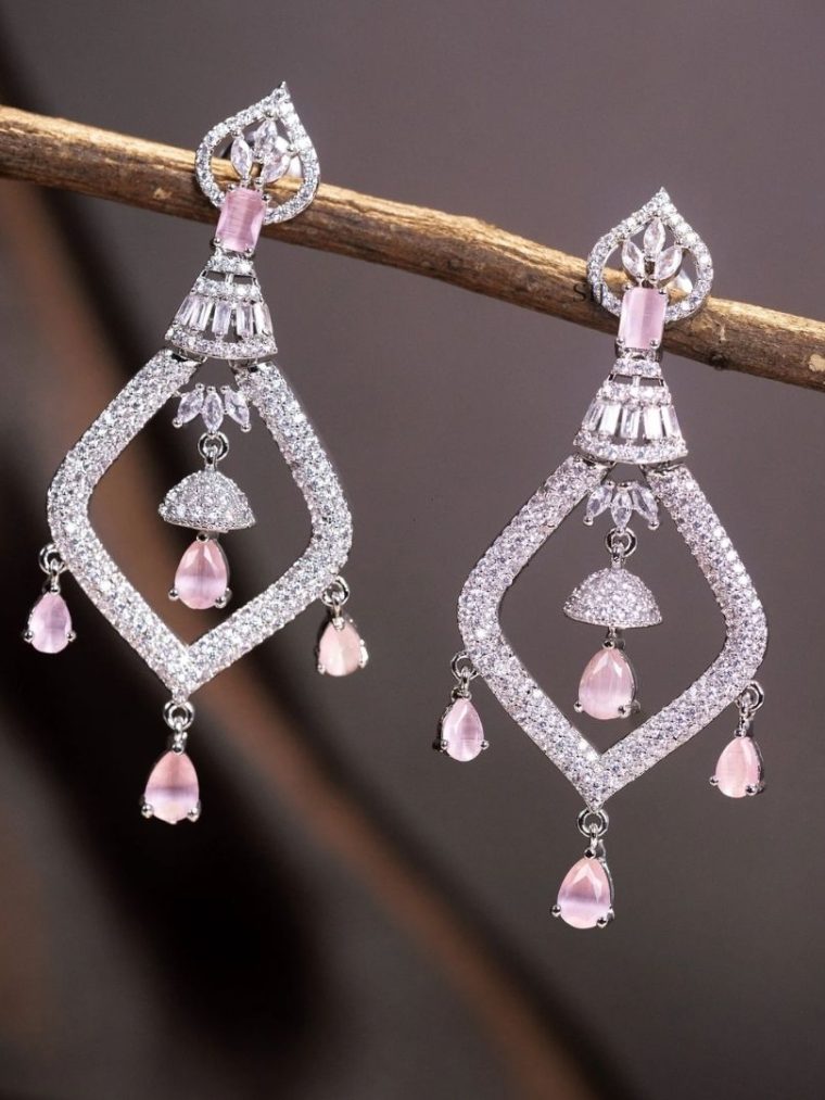 Artificial AD and Baby Pink Stones Earrings