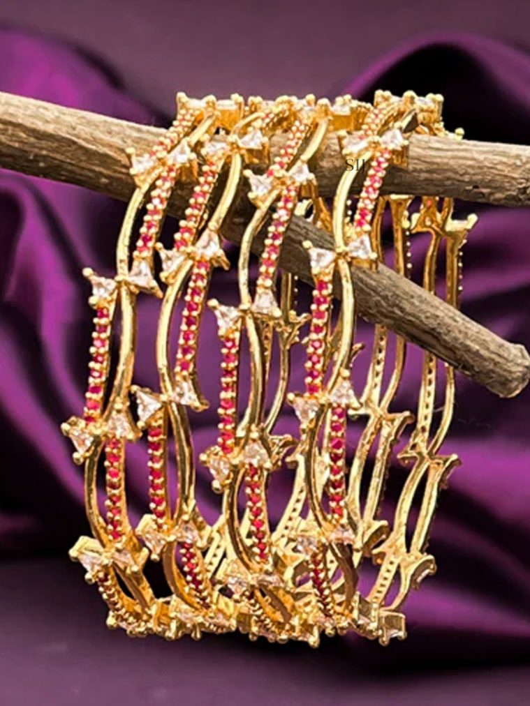 Imitation Red and AD Stones Bangles