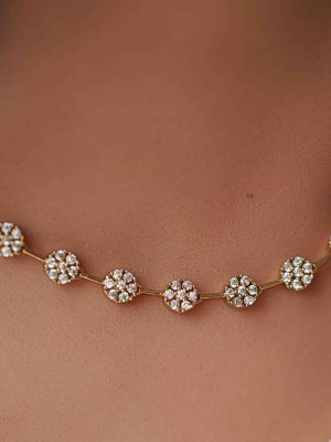 Imitation White Stone Floral Design Necklace