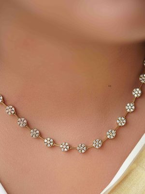 Imitation White Stone Floral Design Necklace