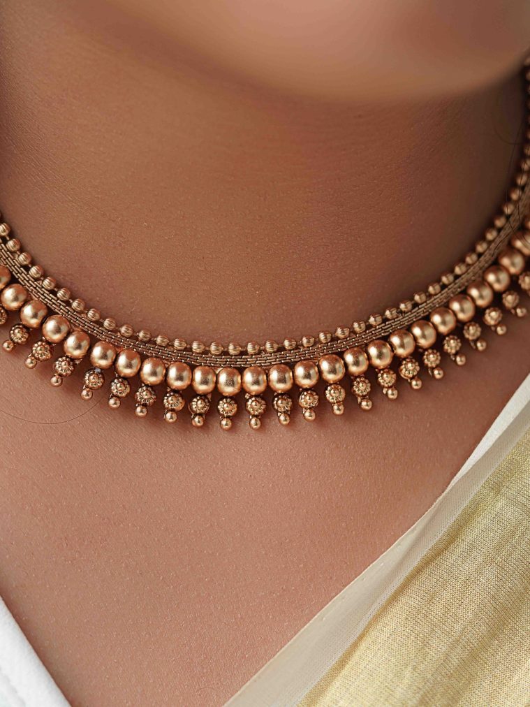 Gold Finish Rivet Design Necklace