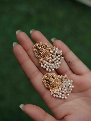 Traditional Cluster Pearl Lakshmi Earrings