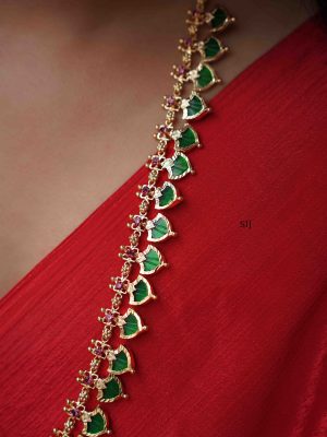 Traditional Palakka Mango Design Long Necklace