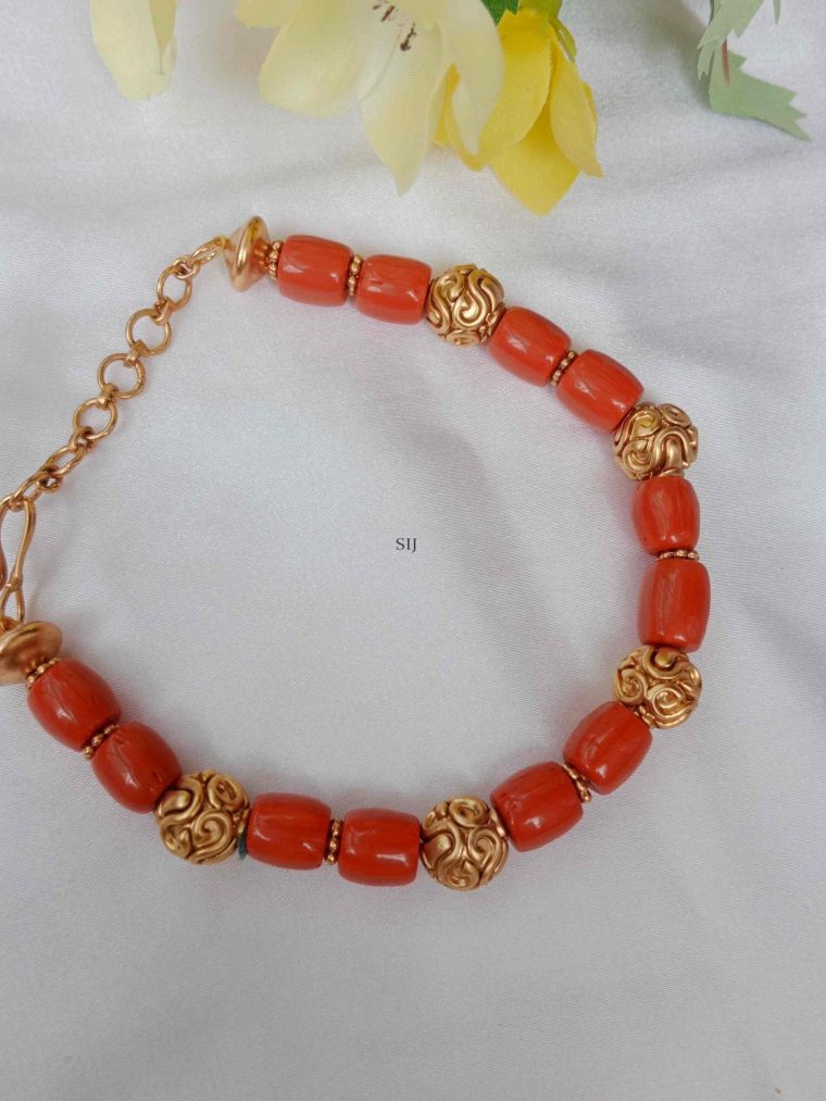 Antique Coral Beaded Bracelet