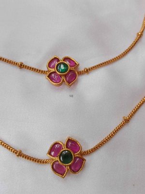 Artificial Red Stone Flower Anklets