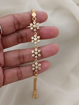 Flower Design White Stone Bracelet