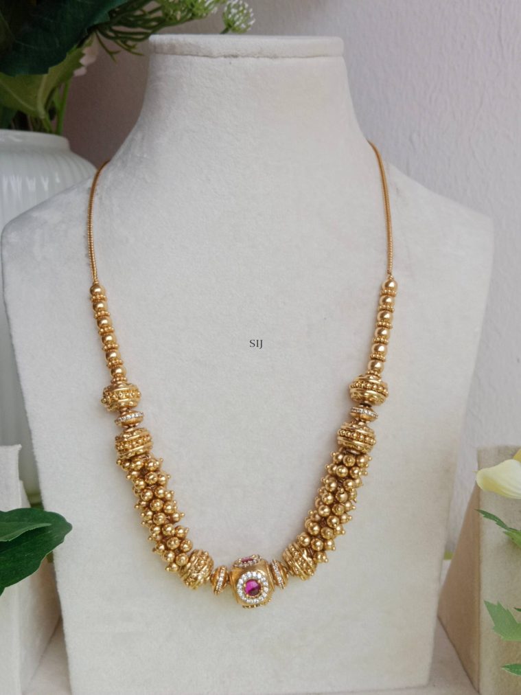 Gold Finish Cluster Gold Beaded Chain