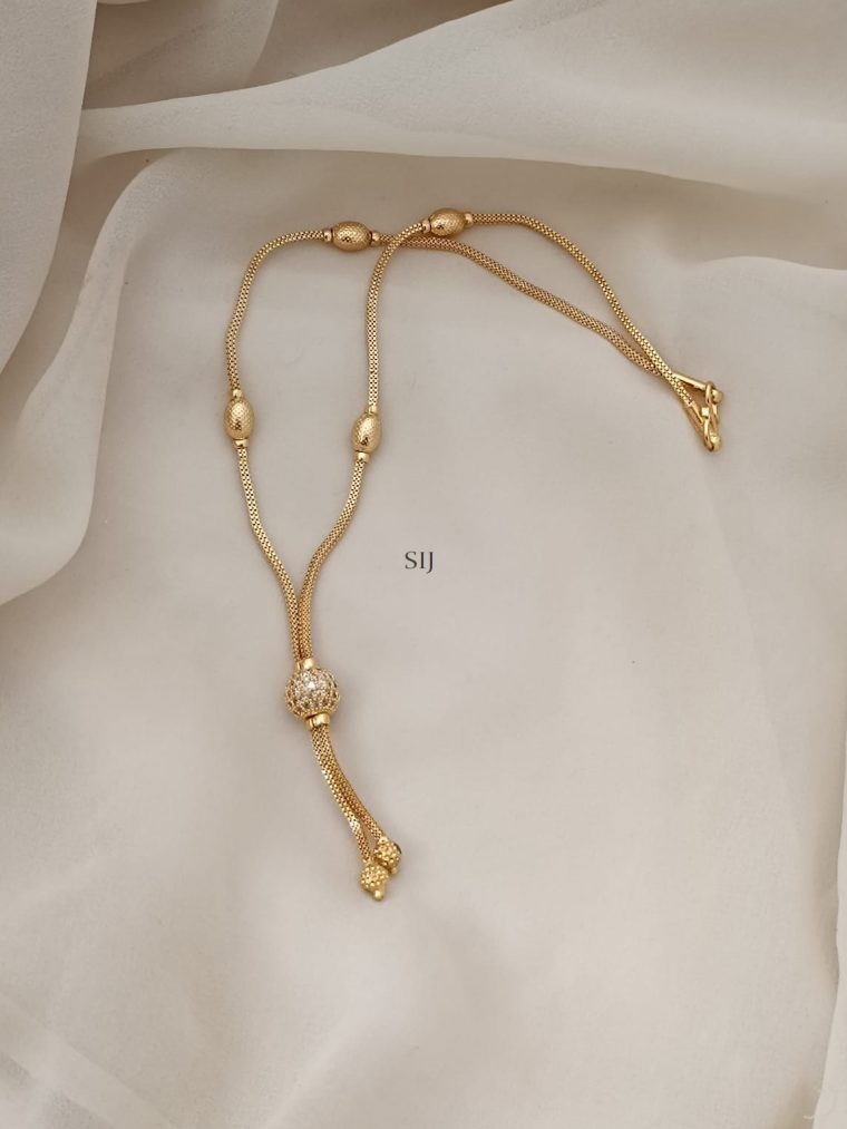 Gold Plated Beaded Chain And Pendant