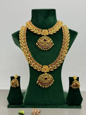 Gold Plated Mango Design Jewellery Set Combo