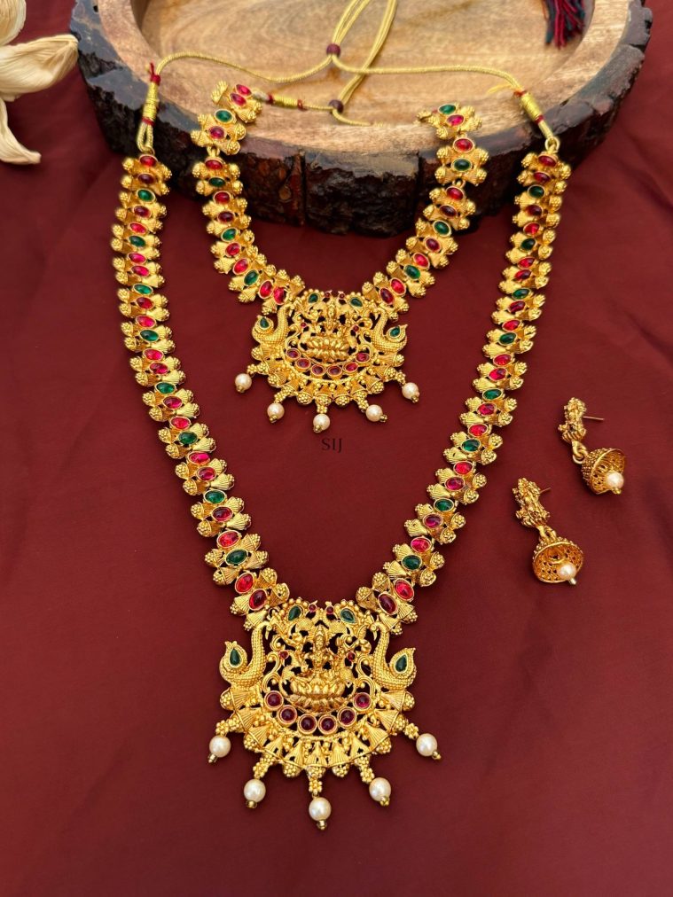 Matte Finish Lakshmi Design Jewellery Set Combo