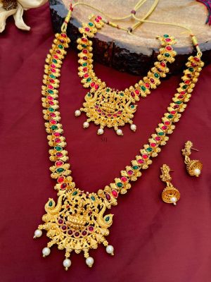 Matte Finish Lakshmi Design Jewellery Set Combo