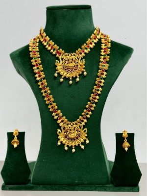 Matte Finish Lakshmi Design Jewellery Set Combo