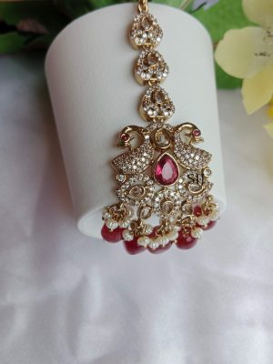 Imitation Ruby Drop Victorian Maang Tikka