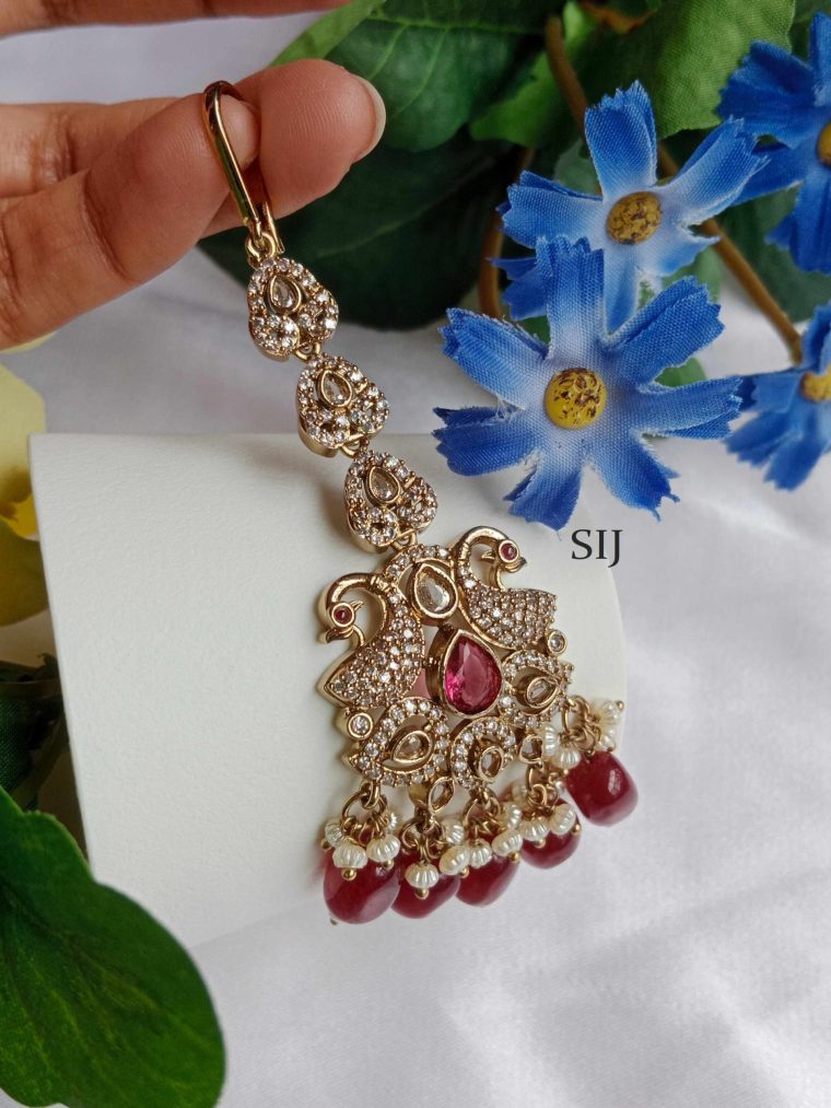 Imitation Ruby Drop Victorian Maang Tikka