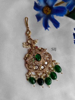 Traditional Emerald Drop Victorian Maang Tikka