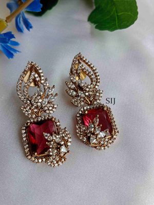 Traditional Ruby Drop Victorian Stones Earrings