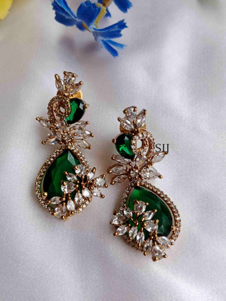 Traditional Emerald Drop Victorian Stones Earrings