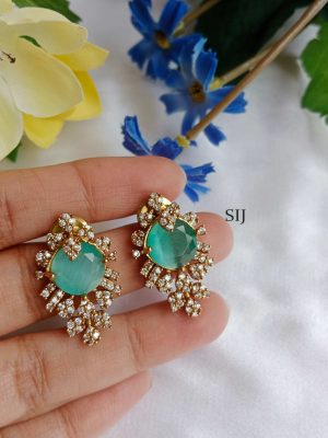 Imitation Pastel Green AD Stone Earrings