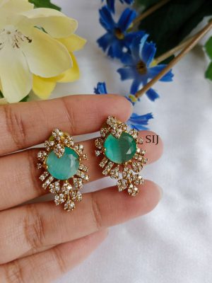 Imitation Pastel Green AD Stone Earrings