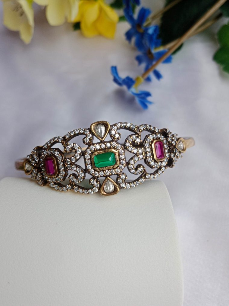 Artificial Ruby and Emerald Stones Victorian Bracelet