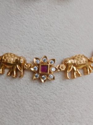 Gold Plated Elephant and Flower Design Necklace