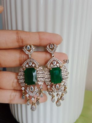 Imitation Victorian Necklace With Emerald Pendant