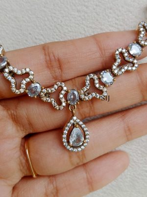 Artificial White Stones Victorian Necklace