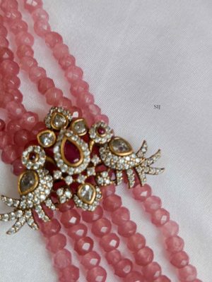 Multi Layers Pink Onyx Beads Haram with Victorian Pendant