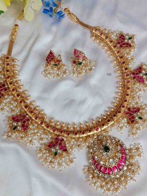 Gold Plated Jadau Kundan Guttapusalu Necklace