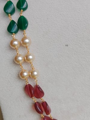 Artificial Red and Green Beads Chain with Pearls