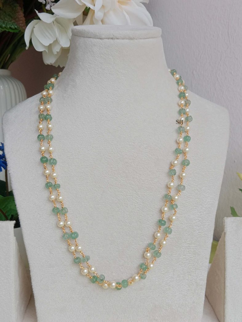 Imitation Two Layers Pumpkin Beads and Pearls Chain