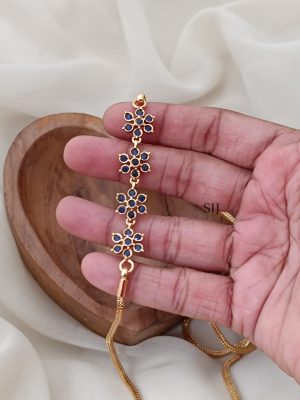 Imitation Mugappu Chain With Navy Blue Flower Mugappu