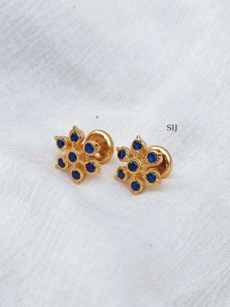 Imitation Dark Blue Stones Ear Studs