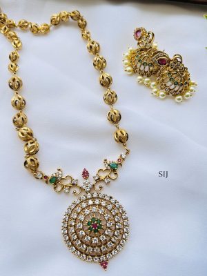 Traditional Ball Haram With AD Pendant Set