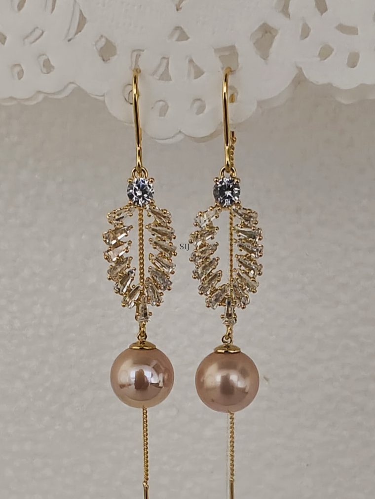 Gold Plated AD Stones Studded Long Bali Earrings