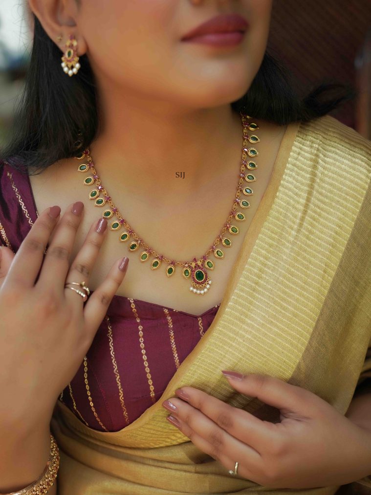 Gold Plated Palakka Design Necklace