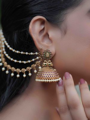 Imitation Bridal Jhumkas With Mattal