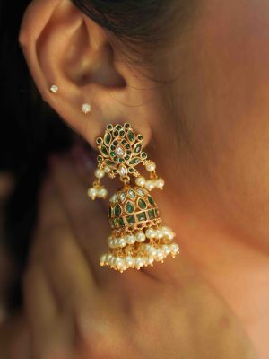 Artificial Pearl Drop Kemp Jhumkas